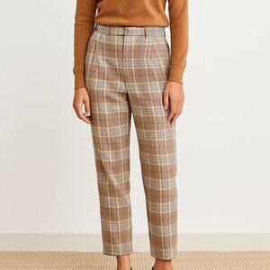 Vintage Gianni Valentino Plaid Wool Trouser Pants High Rise Waist Straight Crop